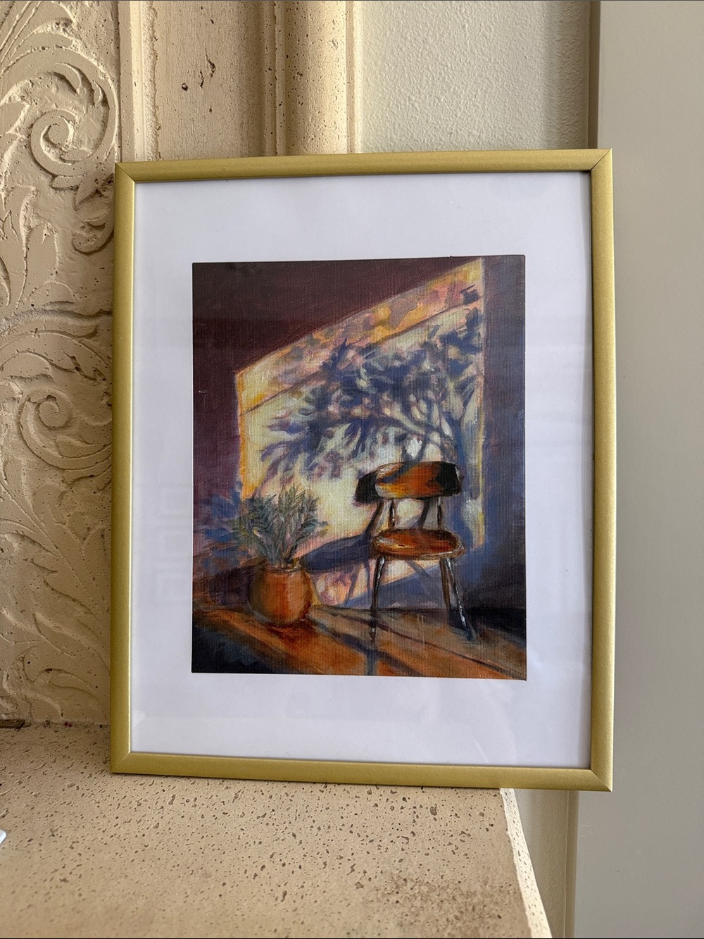 Framed Gold Home Original Painting - Warm Brown & Gold Tones